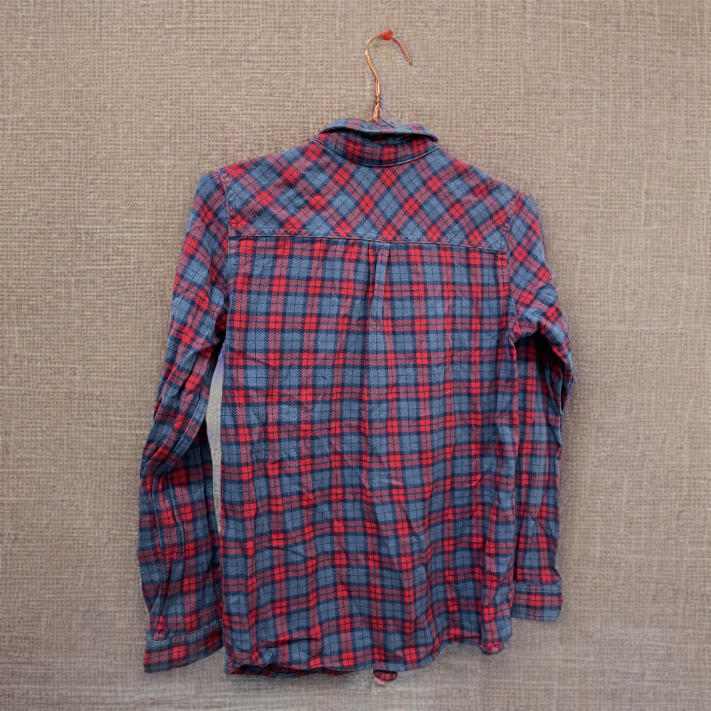 Rubynee  Vintage y2k red and blue mens checkered long sleeve shirt size S