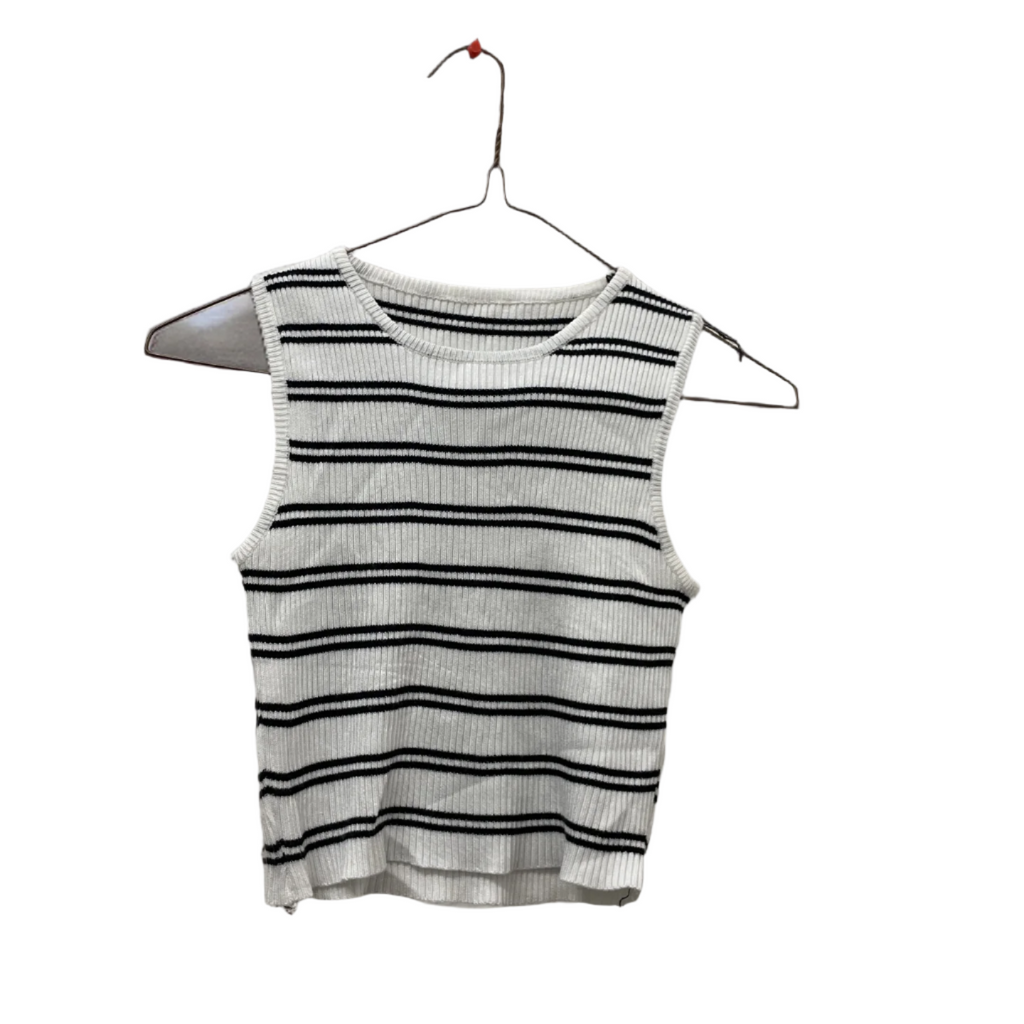 Rubynee Vintage y2k Female Knitted Black Striped sleeveless Tank Top