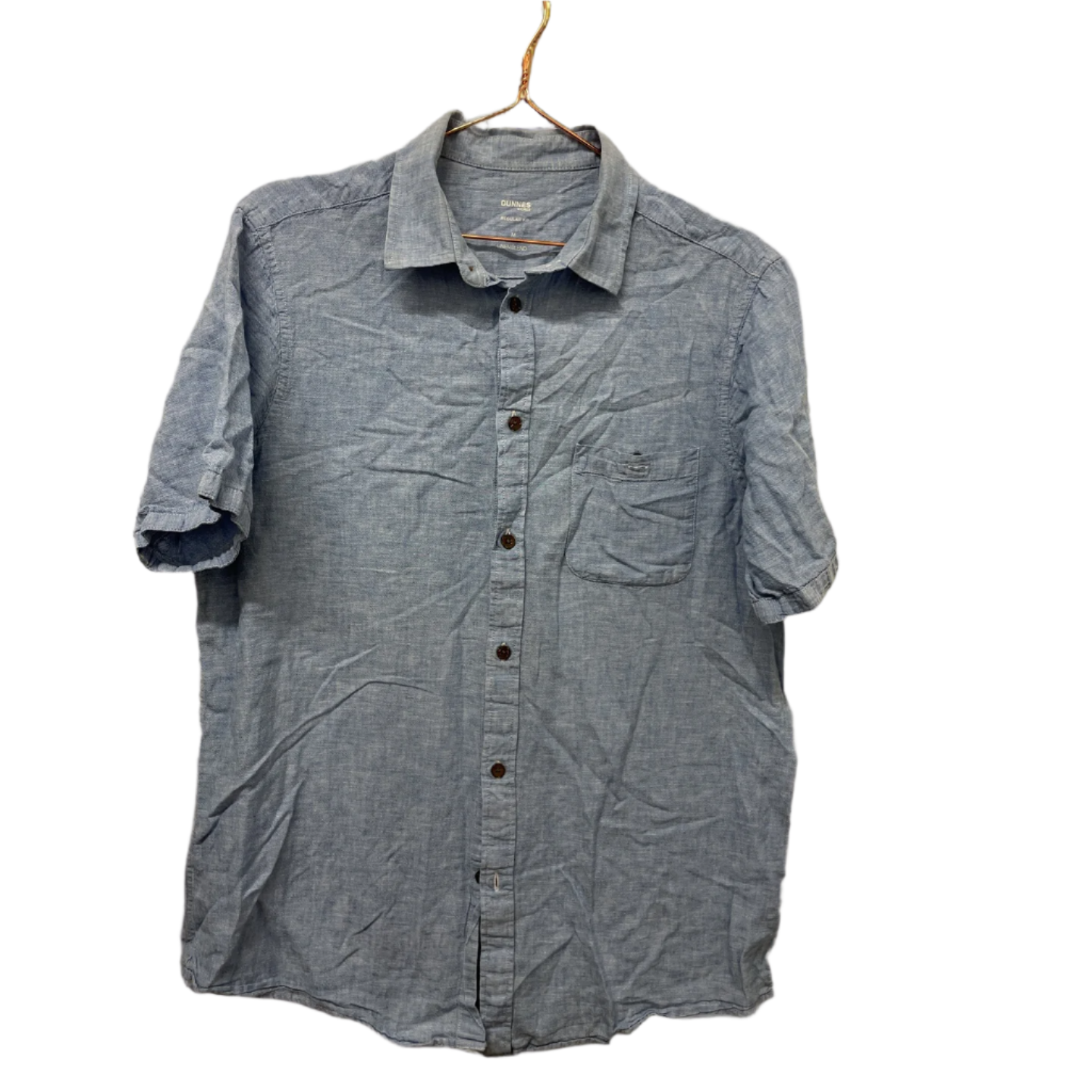 Rubynee  vintage Y2K Men's Dunnes Regular Fit Short Sleeves Blue Shirt