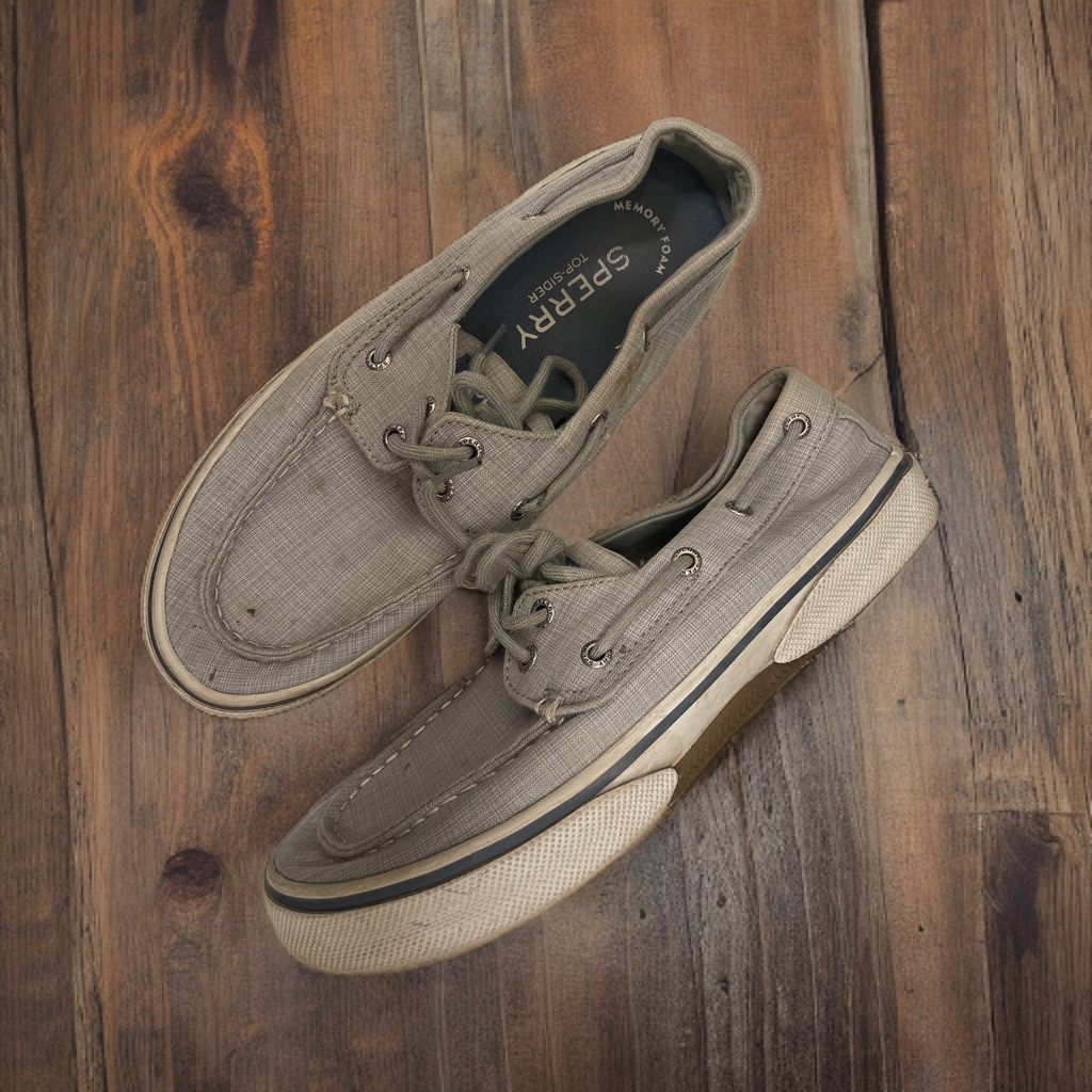 Vintage Men's Sperry Halyard 2-Eye grey boat shoe size uk 7.5