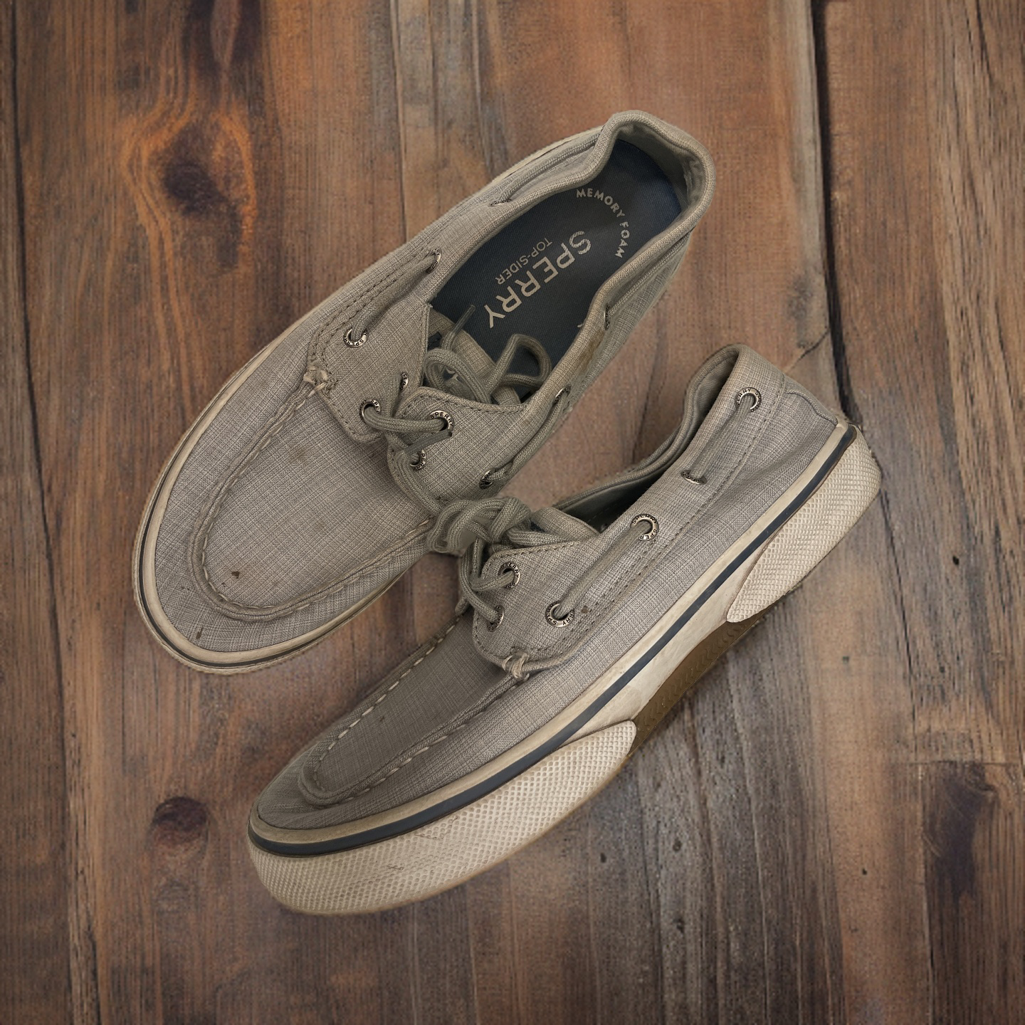 Vintage Men's Sperry Halyard 2-Eye grey boat shoe size uk 7.5