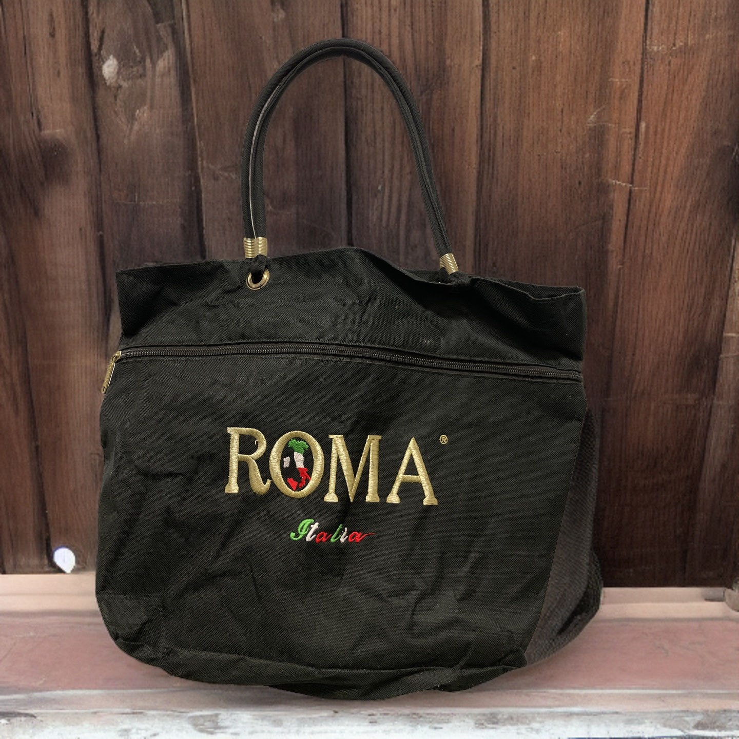  Rubynee Vintage y2k Embroidered Roma Italia Zipper Shoulder Bag