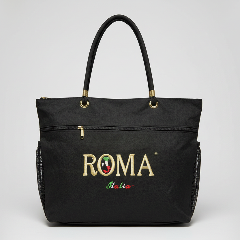  Rubynee Vintage y2k Embroidered Roma Italia Zipper Shoulder Bag