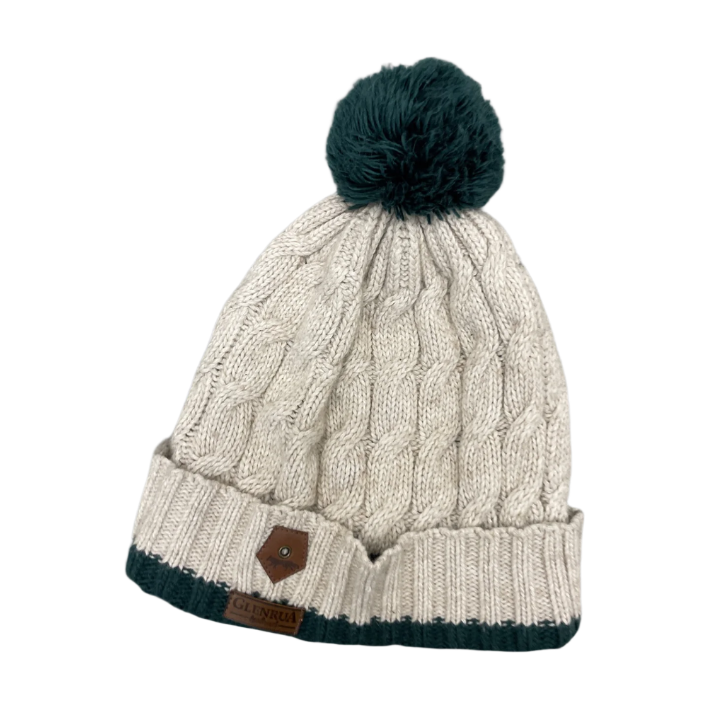 Rubynee Vintage y2k Acrylic Cream Beanie cap lined with Glentua crest