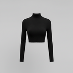 Rubynee Vintage y2k Women turtle neck black Long Sleeve Plain Short Stretch Casual top