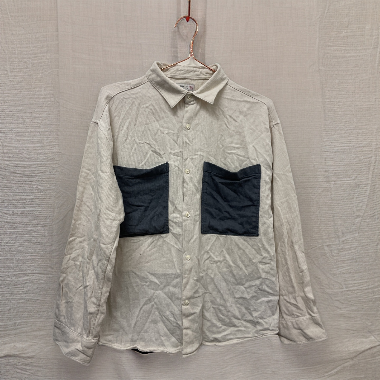 Rubynee  Vintage y2k zara mens cream regular fit shirt with black pocket