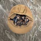 Rubynee Vintage y2k Womens Yellow H&M Peaked-Beret Hat With Metal Chain Letter B Crest