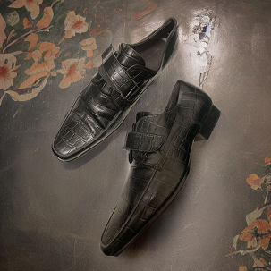 Vintage black men italian crocrodile leather size 41