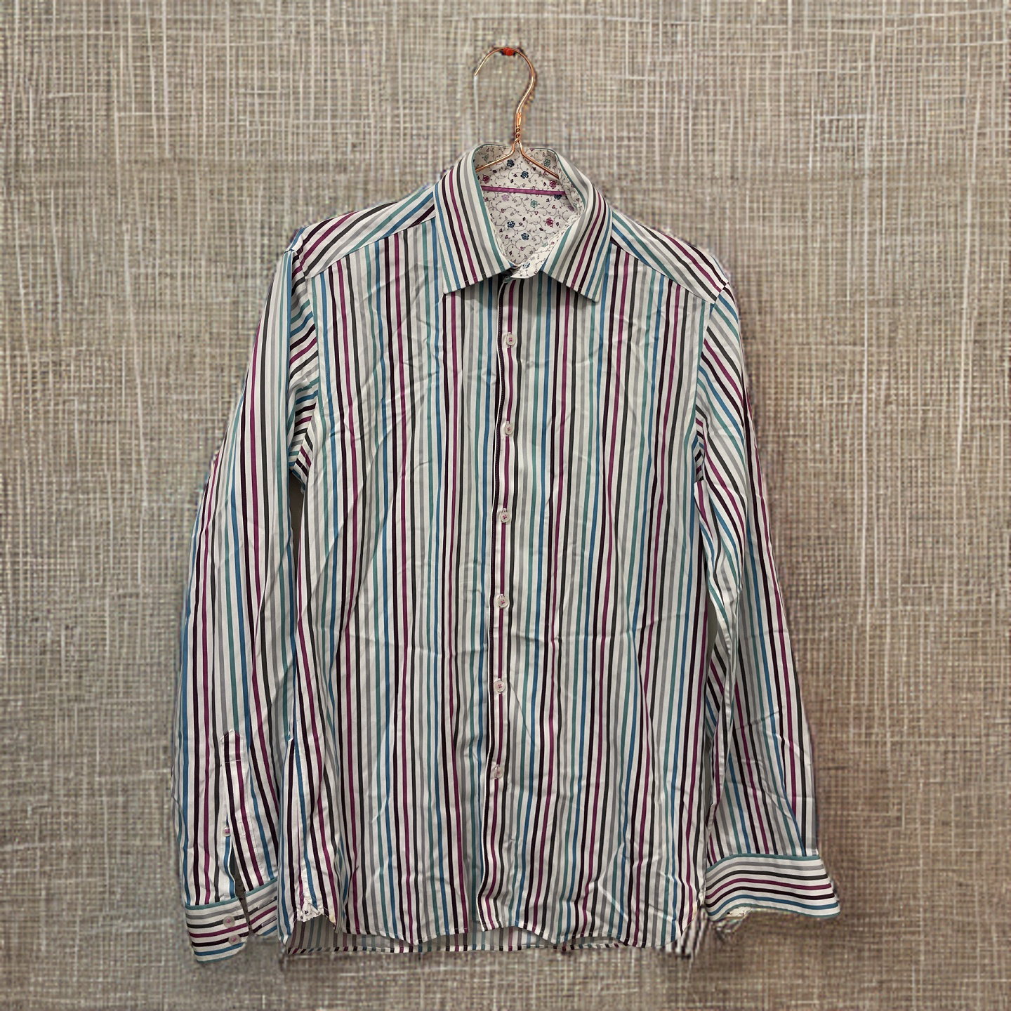 Rubynee  Vintage y2k Mark & Spencers mens multicoloured stripped long sleeve shirt