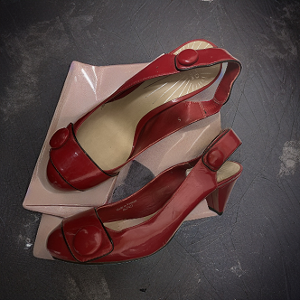 Vintage Red Women's made in vietnam Leather heel Sandals size 5