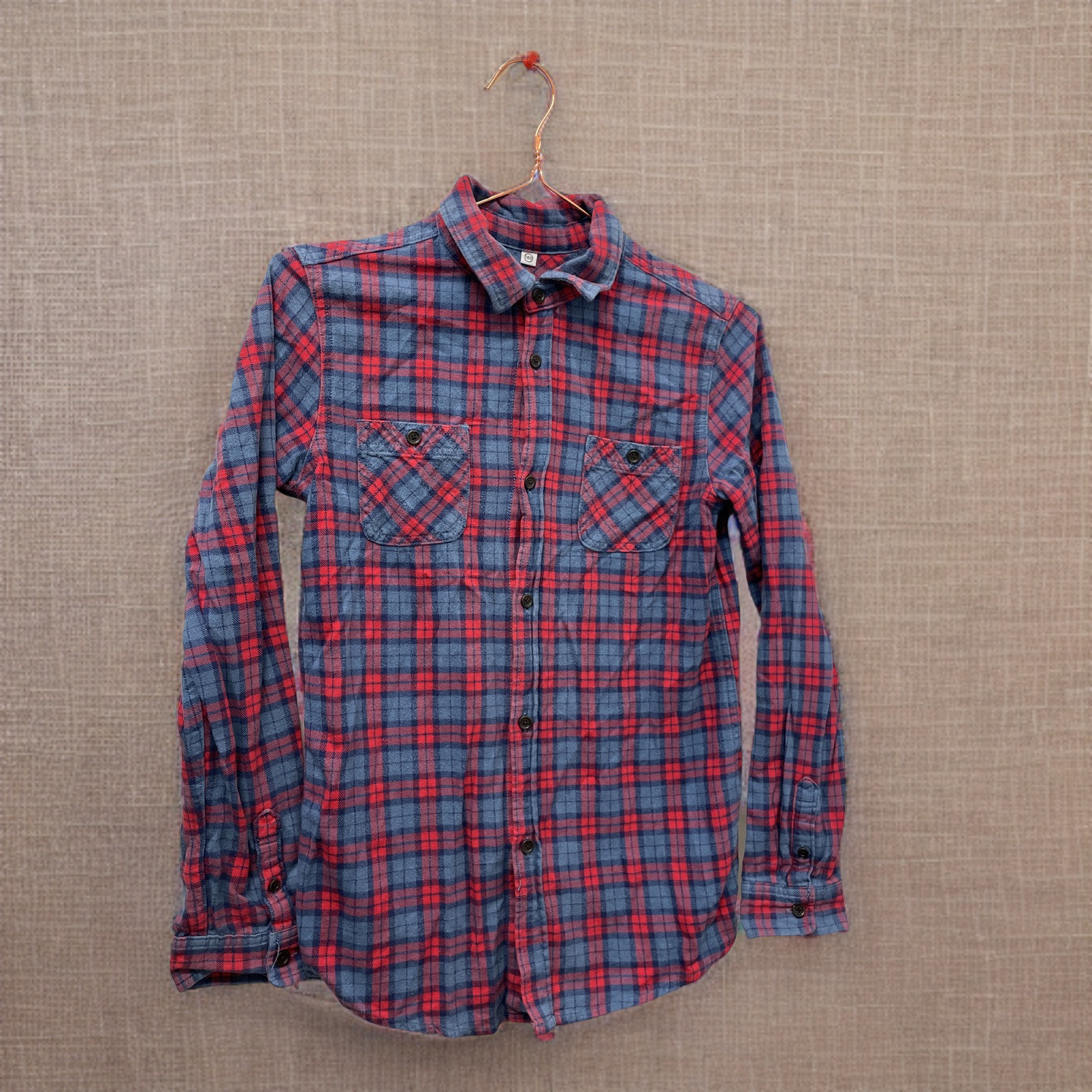 Rubynee  Vintage y2k red and blue mens checkered long sleeve shirt size S