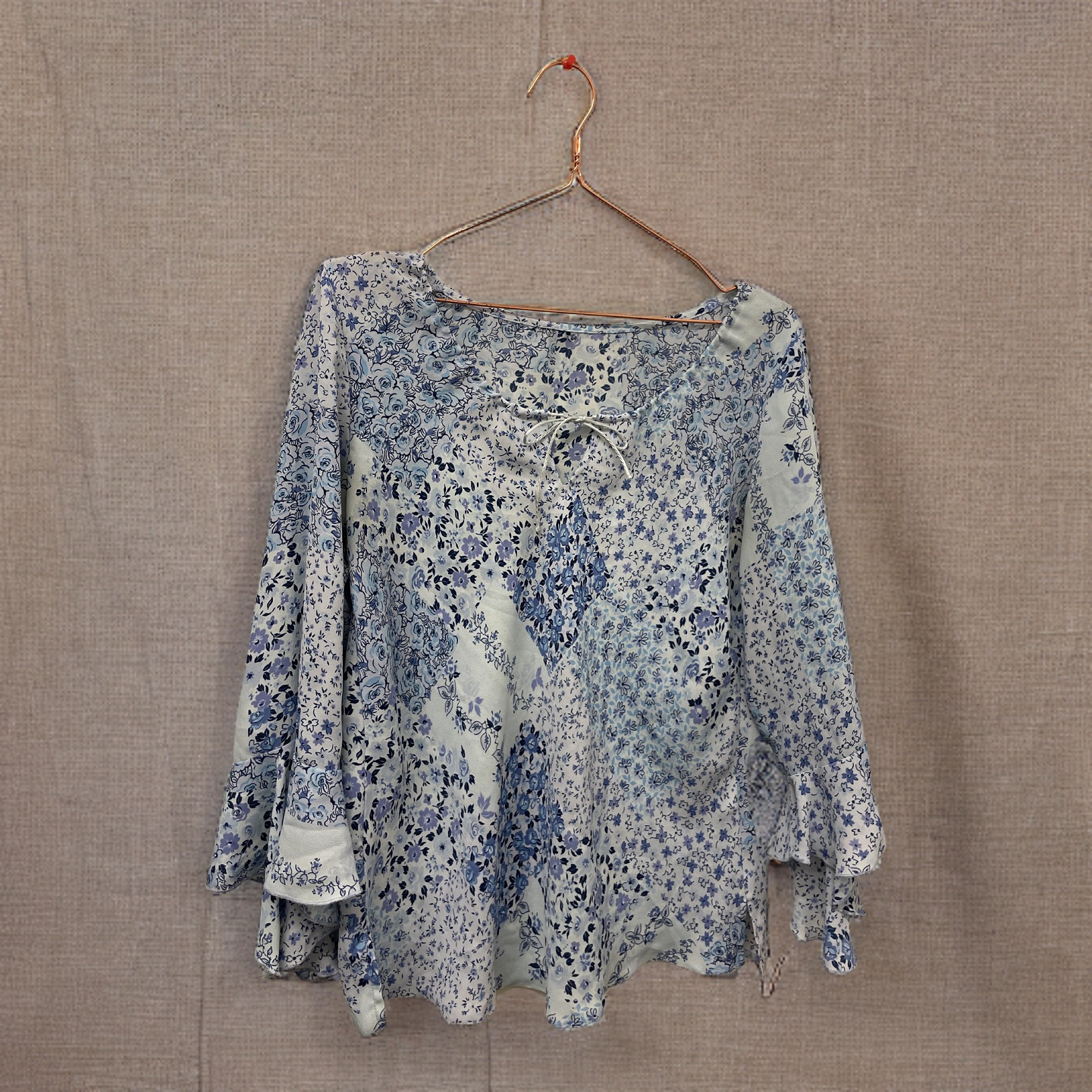 Rubynee  Vintage y2k blue floral printed cotton blouse size 8