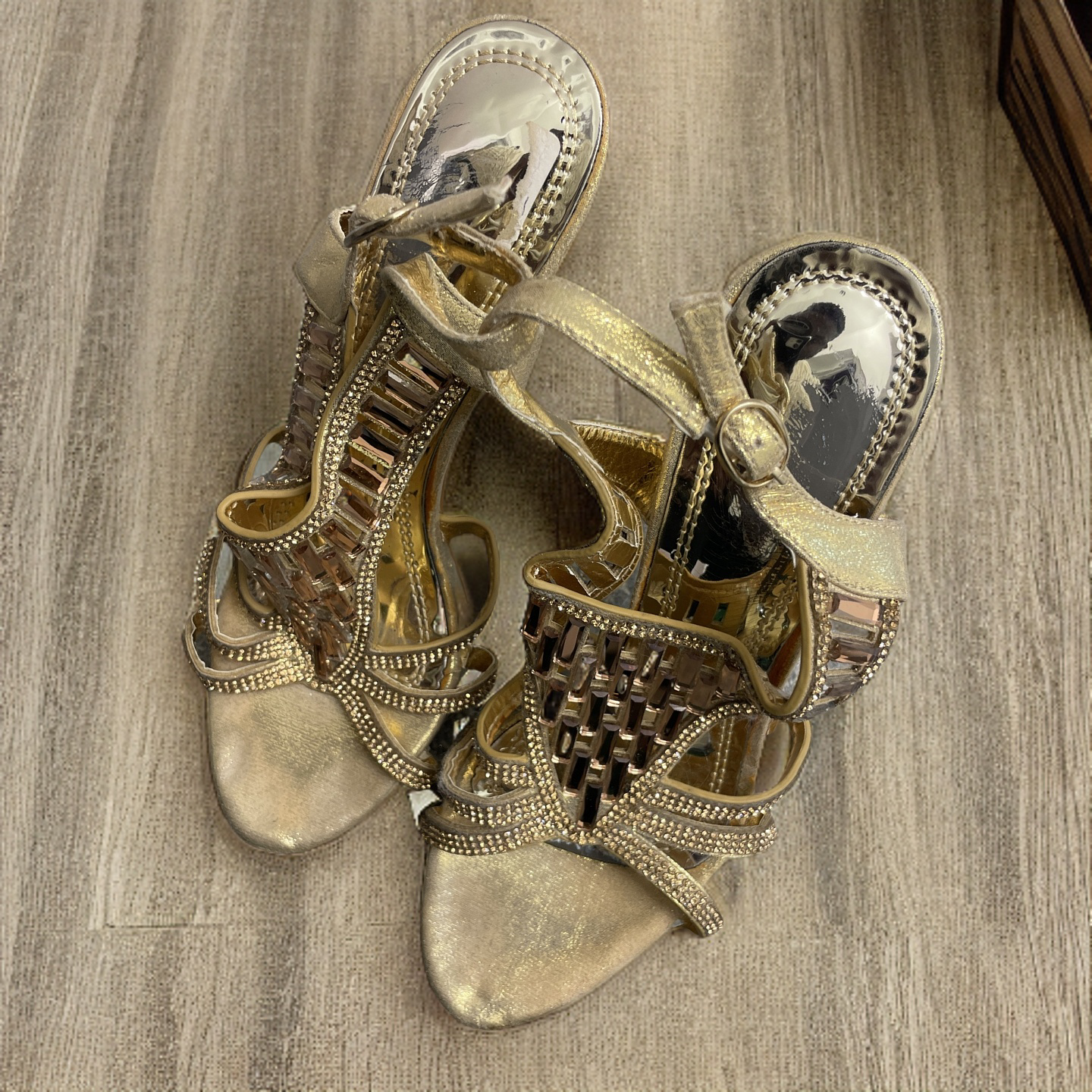 Vintage Gold Hazel Satin Fabric Leather Mid Heel Slingback size 38
