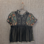 Rubynee Vintage y2k zara flowy lace short sleeve black top