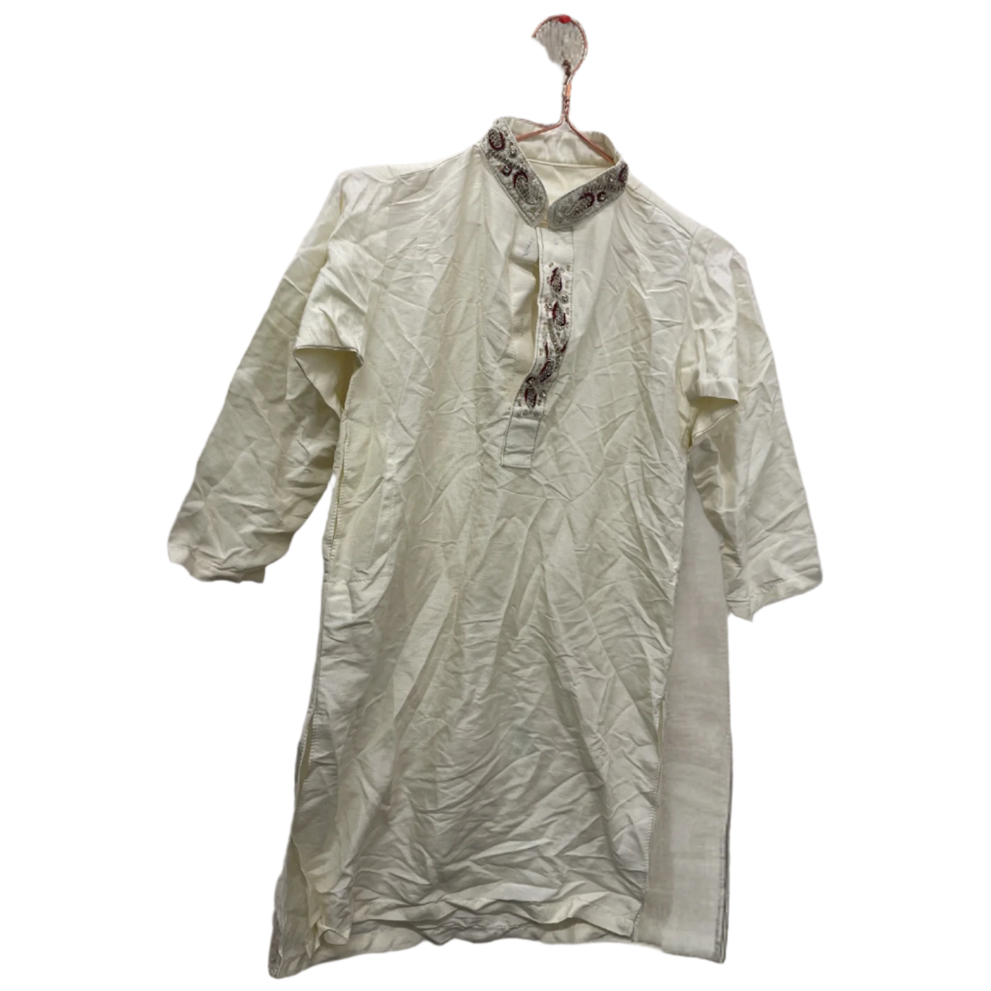 Rubynee Vintage y2k Men's Traditional Silk Kurta cream Shirt size S