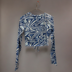 Rubynee Vintage y2k womens blue patterned crop top