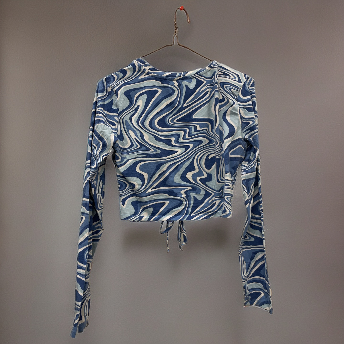 Rubynee Vintage y2k womens blue patterned crop top