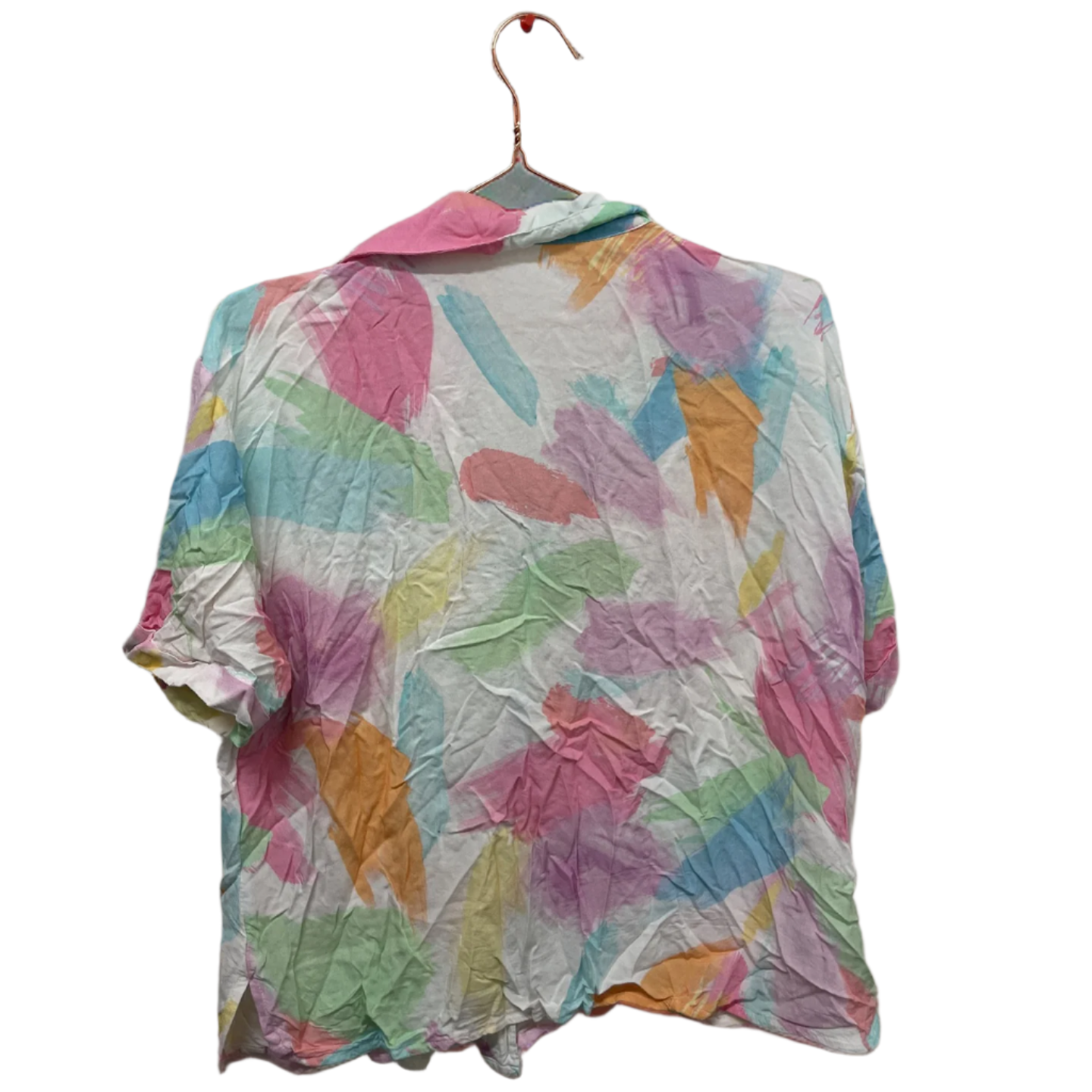 Rubynee  Vintage y2k multi color abstract print short sleeve shirt