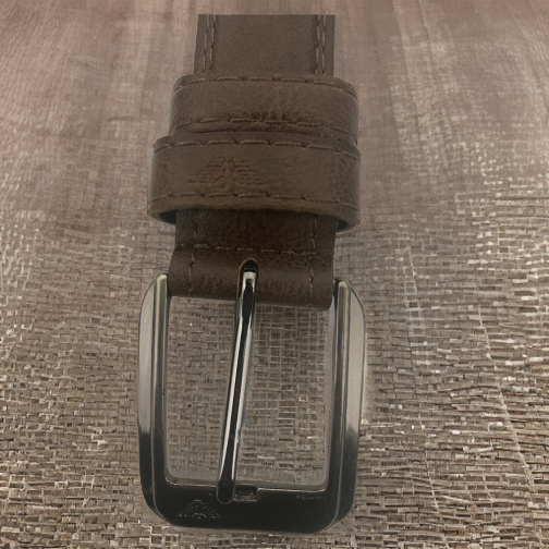 Vintage brown leather mens square buckle belt size M
