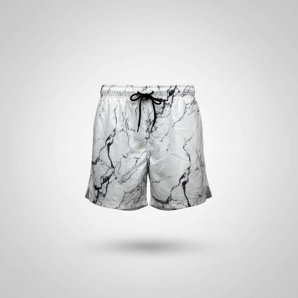 Vintage y2k white marble pattern mens short
