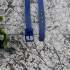 Vintage Unisex Smooth Silicone Rubber Leather Belt Plastic Buckle in Blue