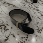 Vintage black leather mens belt size L