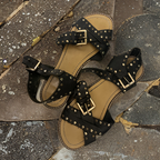 vintage woman kurt geiger black studded strap ankle sandal size 39