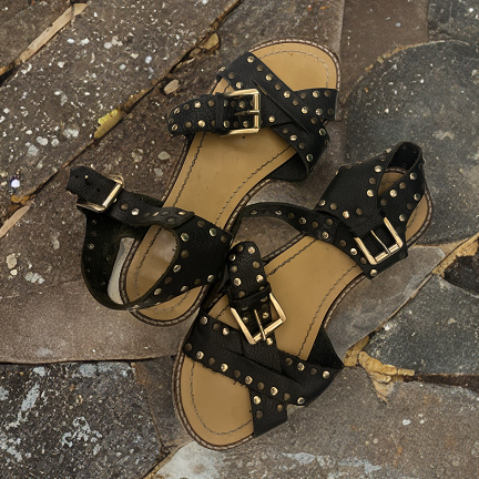 vintage woman kurt geiger black studded strap ankle sandal size 39