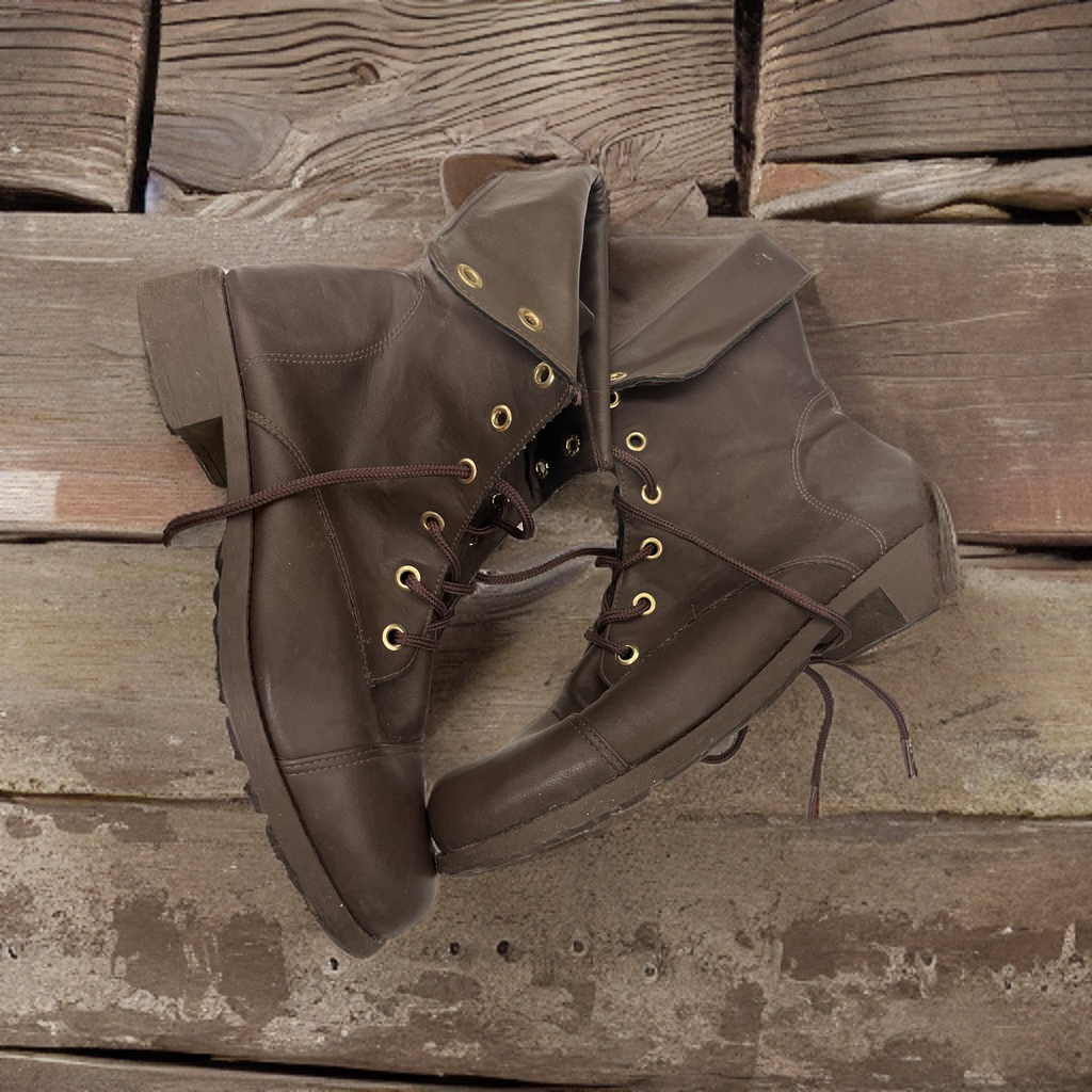 Vintage Ana Mello made in Brasil Over the Knee lace up brown boot size 39