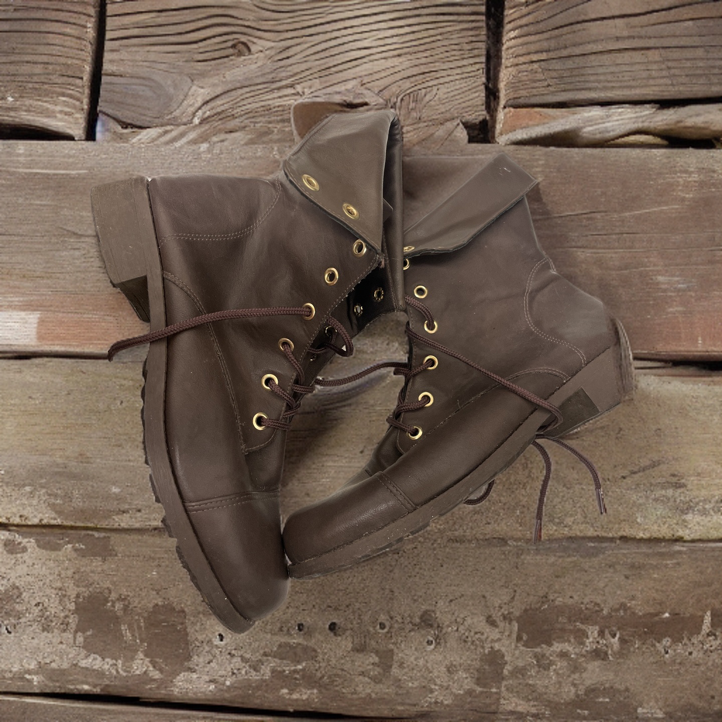 Vintage Ana Mello made in Brasil Over the Knee lace up brown boot size 39