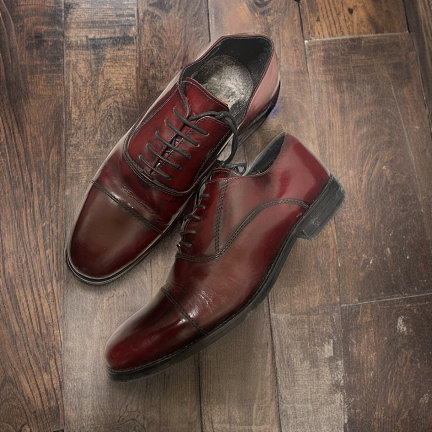 Vintage men pointed toe genuine wine leather shoe size 41
