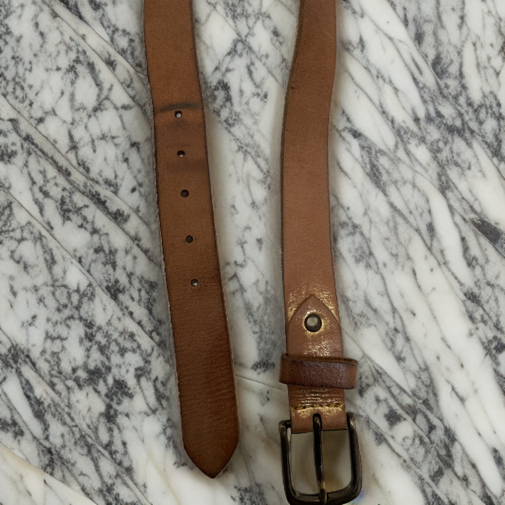 Vintage brown leather mens belt