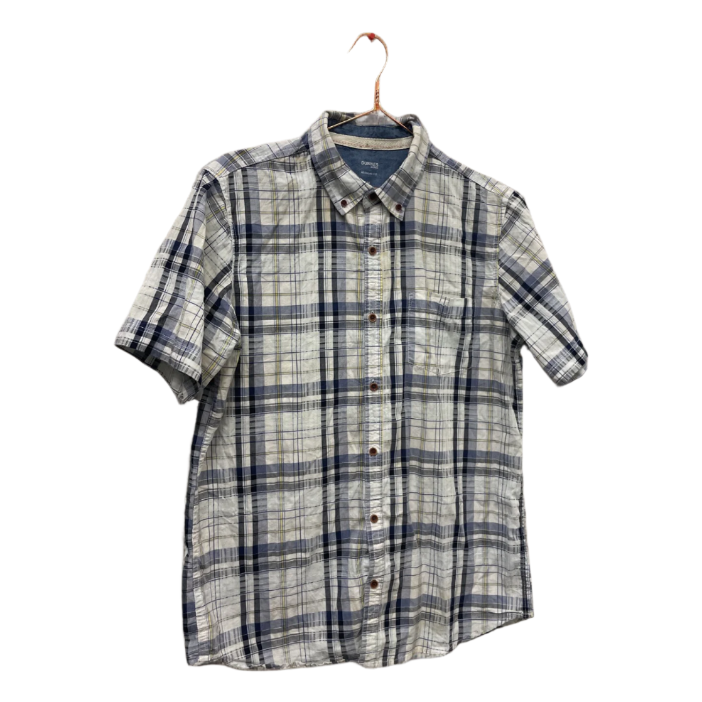 Rubynee  Vintage y2k dunnes mens short sleeve checkered shirt in blue