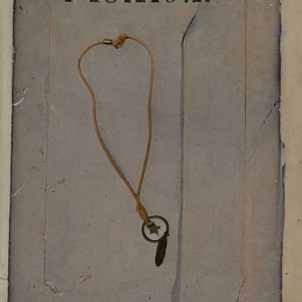 Rubynee Vintage y2k Genuine leather necklace and natural Pyrite pebble