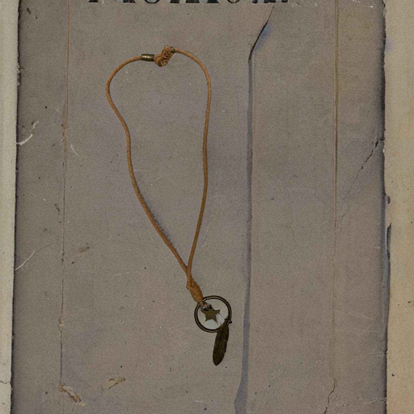 Rubynee Vintage y2k Genuine leather necklace and natural Pyrite pebble