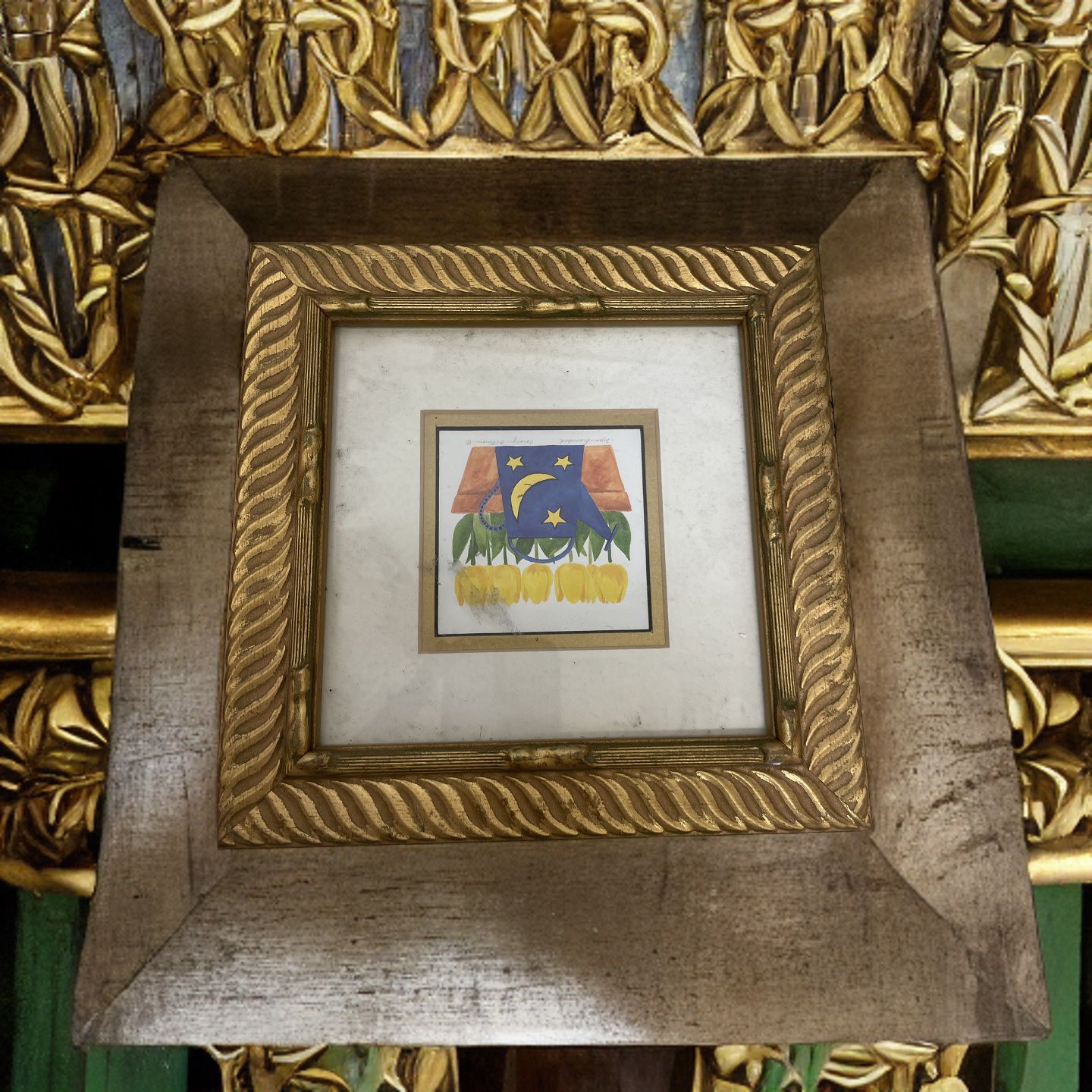 Rubynee Gold picture frames with art and flower design