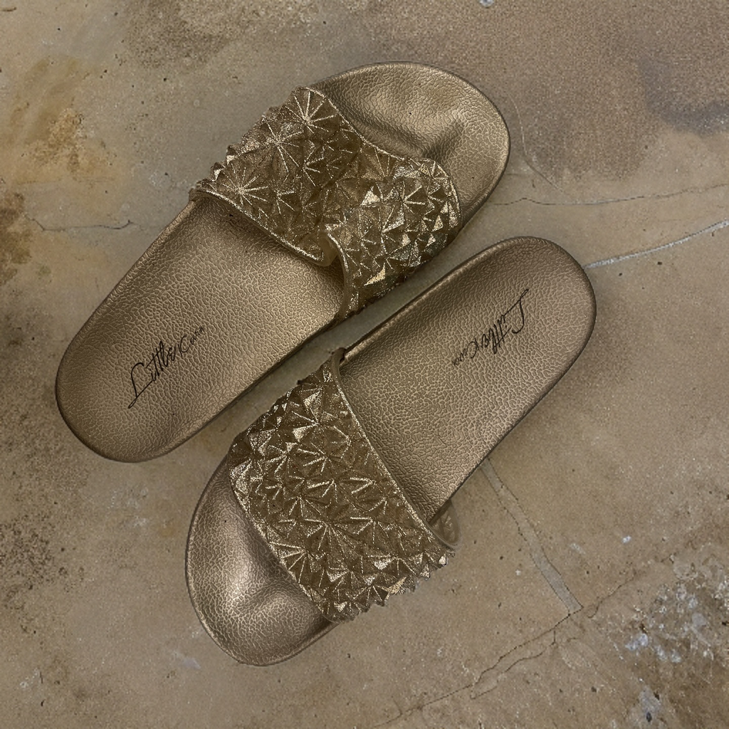 Vintage bronze embellished women slide size uk 7