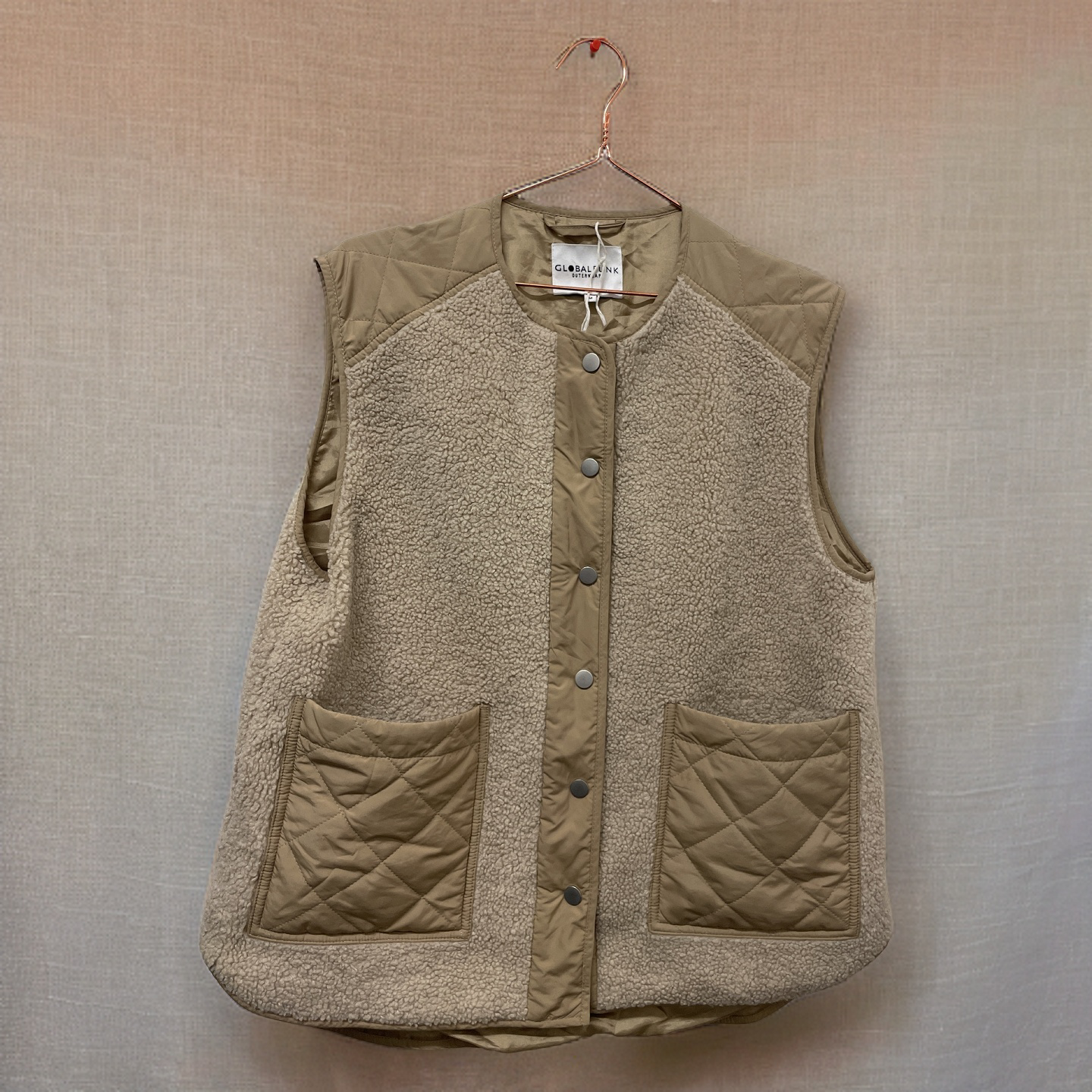 Rubynee  Vintage y2k Globalfunk sleeveless padded Cream Jacket