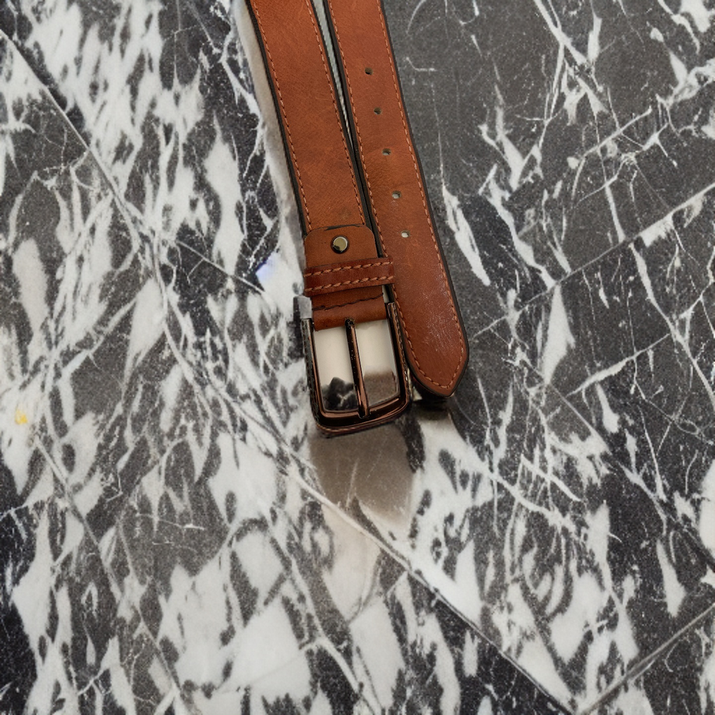 Vintage brown leather mens belt