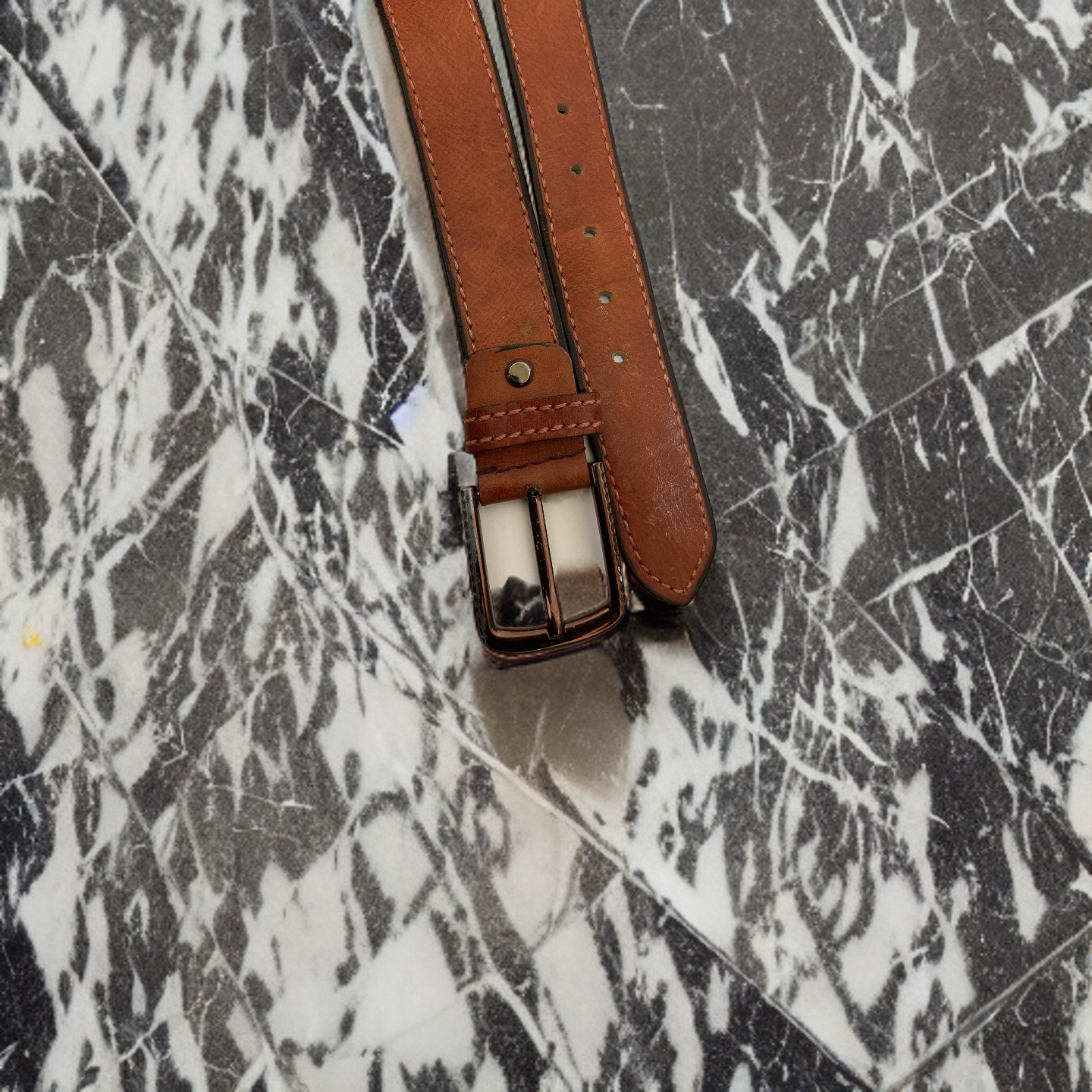 Vintage brown leather mens belt