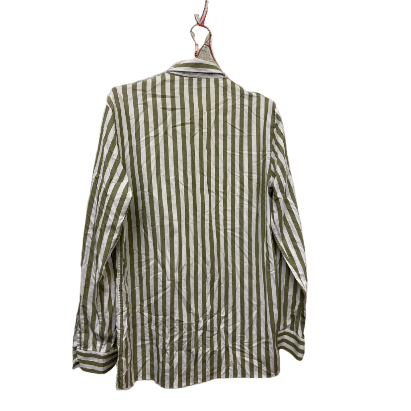 Rubynee  Vintage y2k zara man green stripe slim fit shirt size M