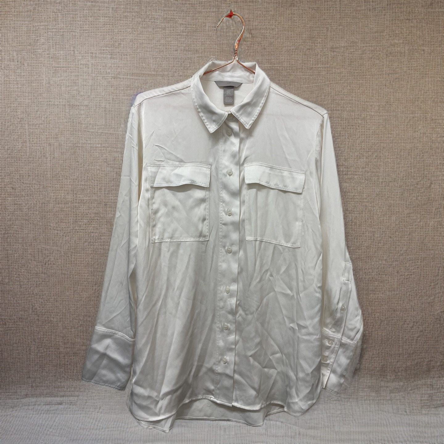 Rubynee  Vintage y2k H&M white regular fit linen long sleeve shirt