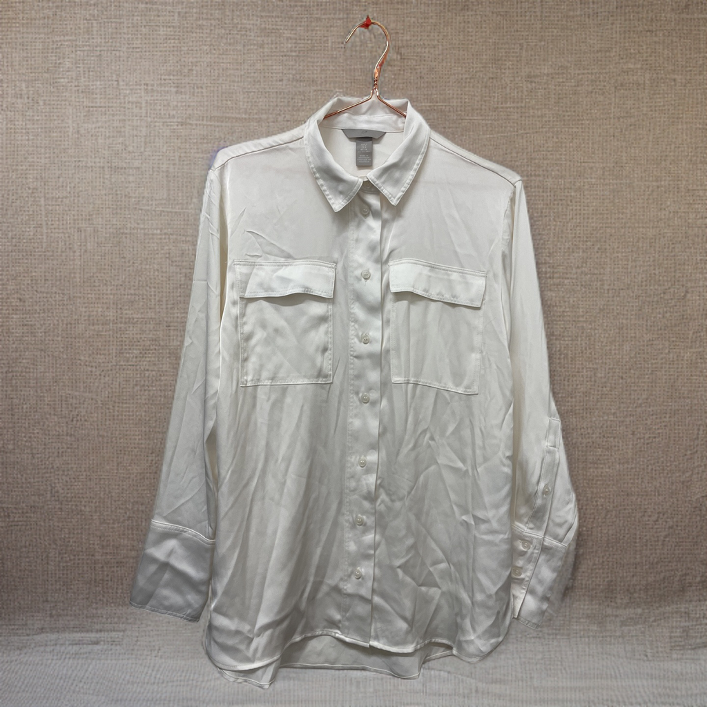 Rubynee  Vintage y2k H&M white regular fit linen long sleeve shirt