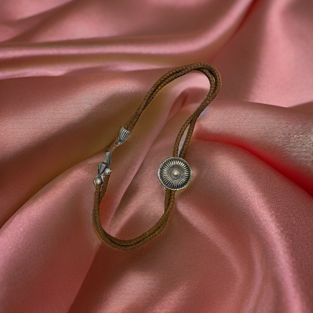 Rubynee Vintage y2k Brown faux leather bracelet with silver pendant