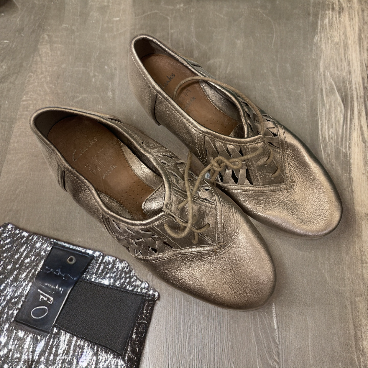 Vintage claks oxford woman lace bronze shoe size uk 5.5