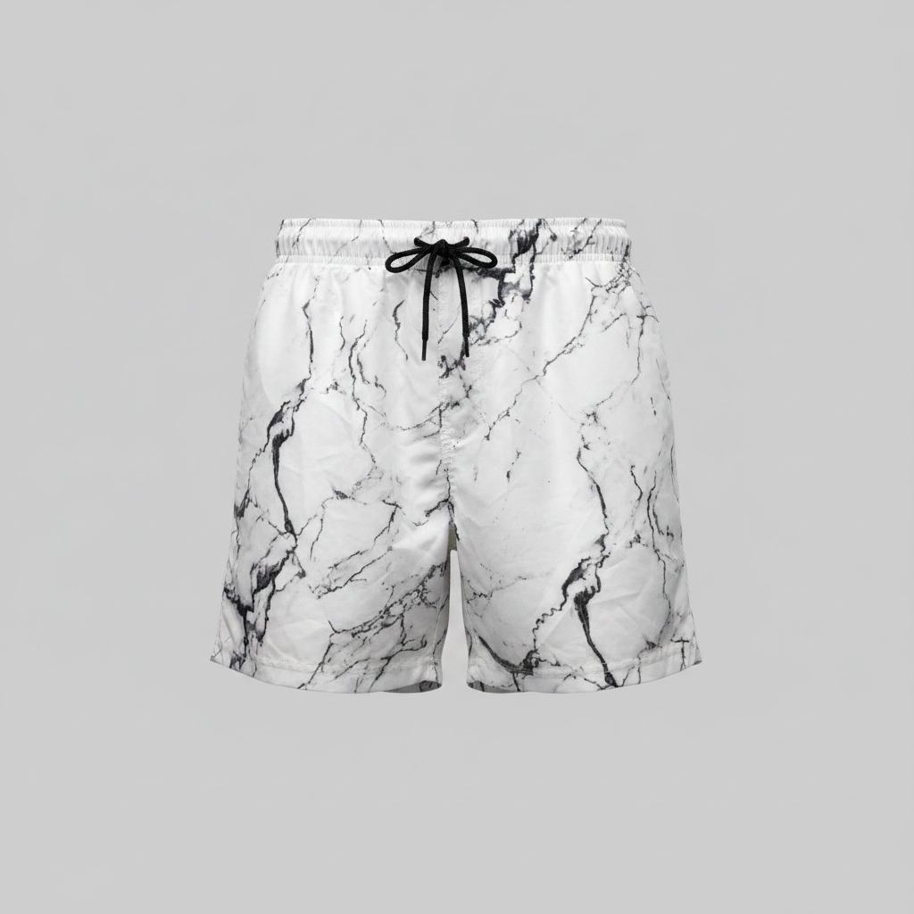 Rubynee Vintage y2k white marble pattern mens short