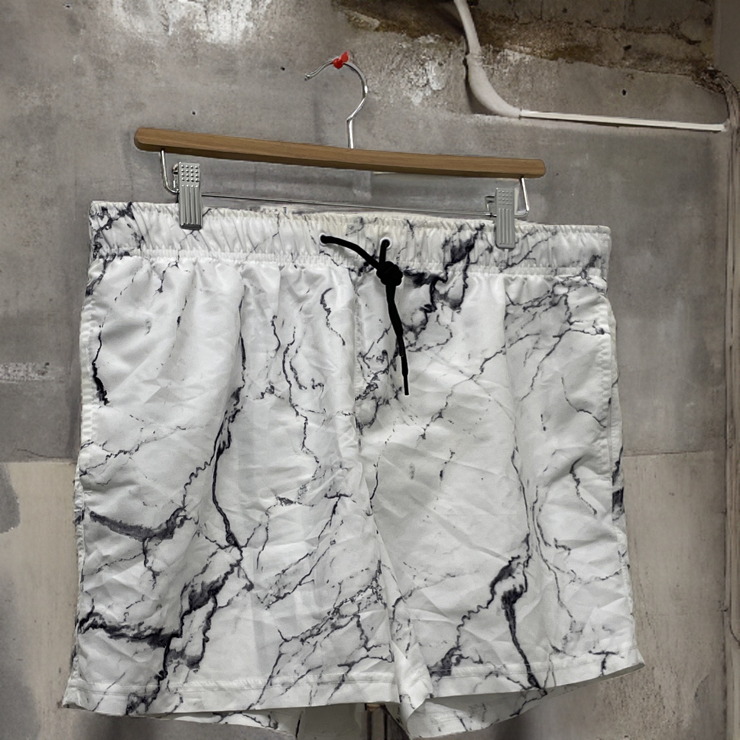 Rubynee Vintage y2k white marble pattern mens short