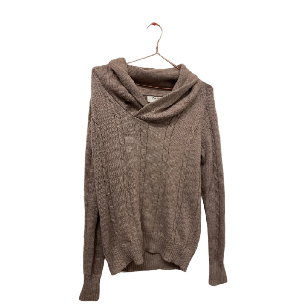 Rubynee Vintage y2k Chunky Cable Cow Neck cream jumper