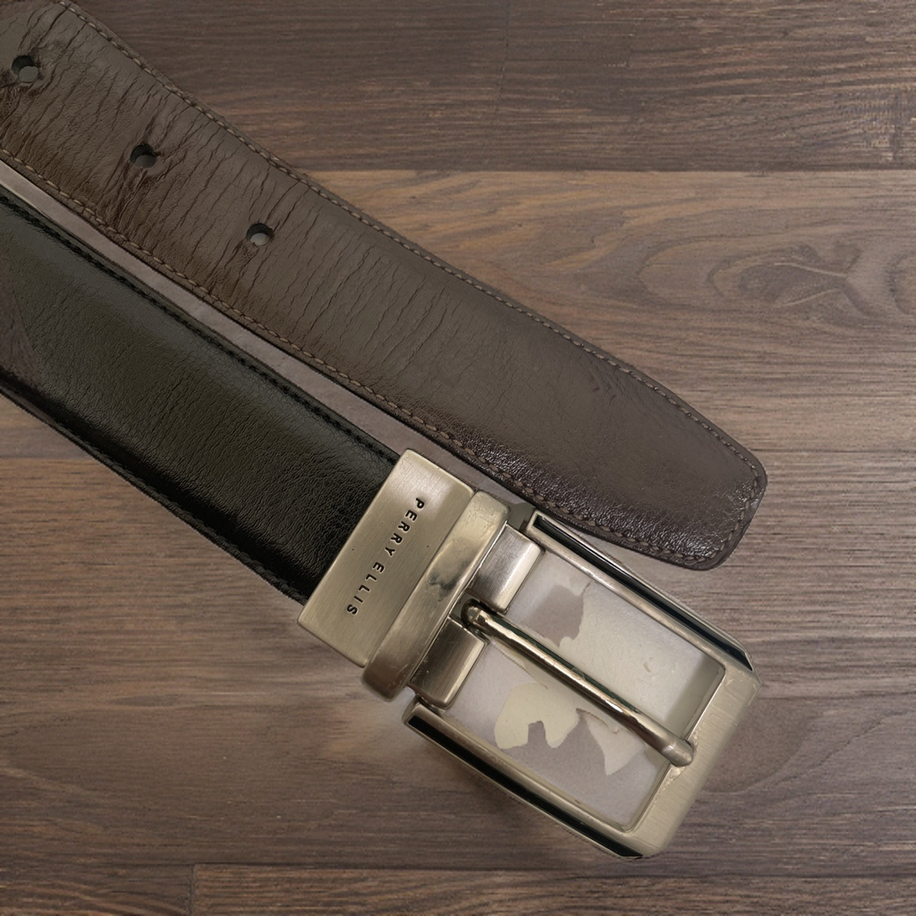 Vintage Perry Ellis brown buckle belt size XL