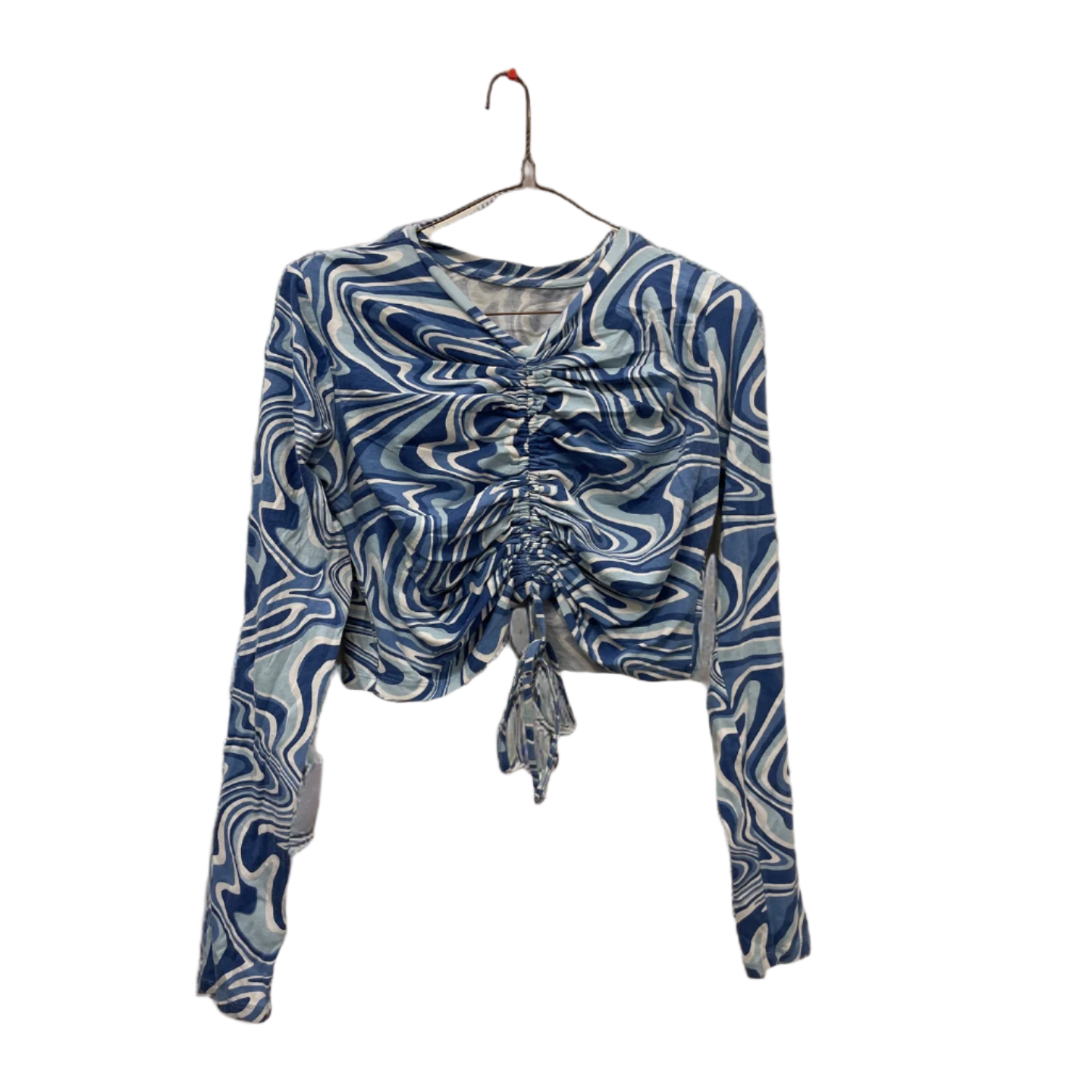 Rubynee Vintage y2k womens blue patterned crop top